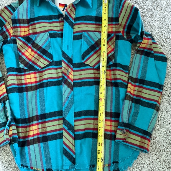 Aviator Nation Unisex Surf Blue Flannel Button Down Size Small - Picture 6 of 6